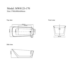 Bathroom Freestanding Acrylic Bathtub SQUARE - MW8121-170