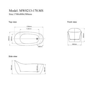 Bathroom Acrylic Massage Bathtub CURVED - MW8213-170.MS