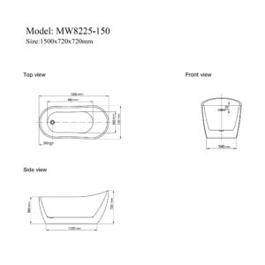 Bathroom Freestanding Acrylic Bathtub CURVED - MW8225-150