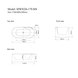 Bathroom Acrylic Massage Bathtub CURVED - MW8305B-180.MS