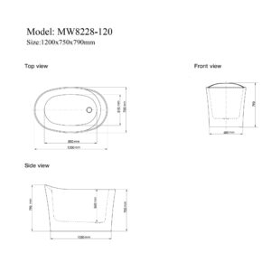 Bathroom Freestanding Acrylic Bathtub CURVED - MW8228-120