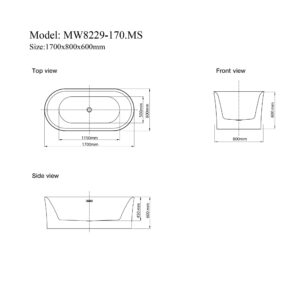 Bathroom Acrylic Massage Bathtub CURVED - MW8229-170.MS