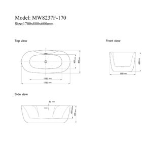 Bathroom Freestanding Acrylic Bathtub CURVED MW8237F-170